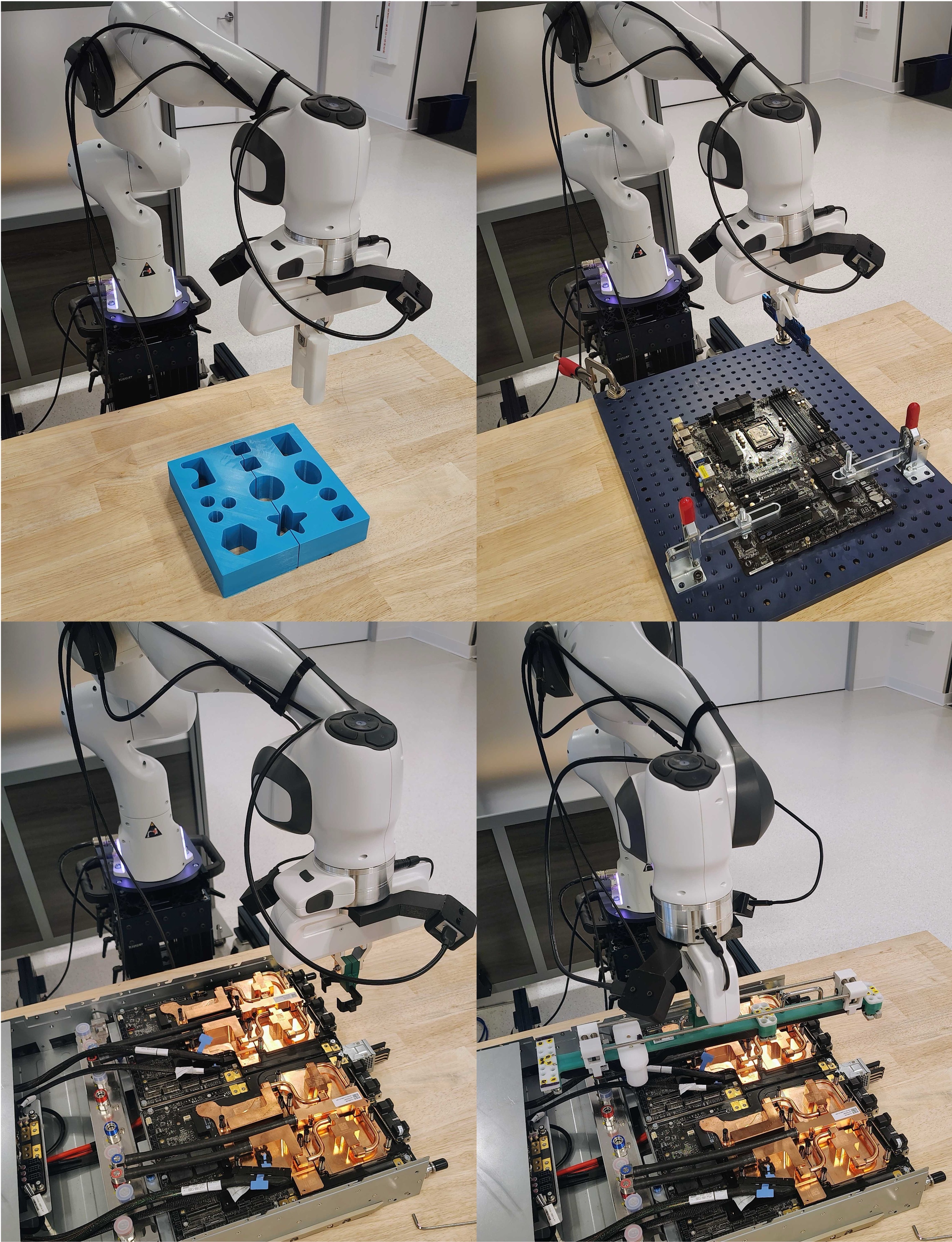 Franka robot setup across the four insertion tasks